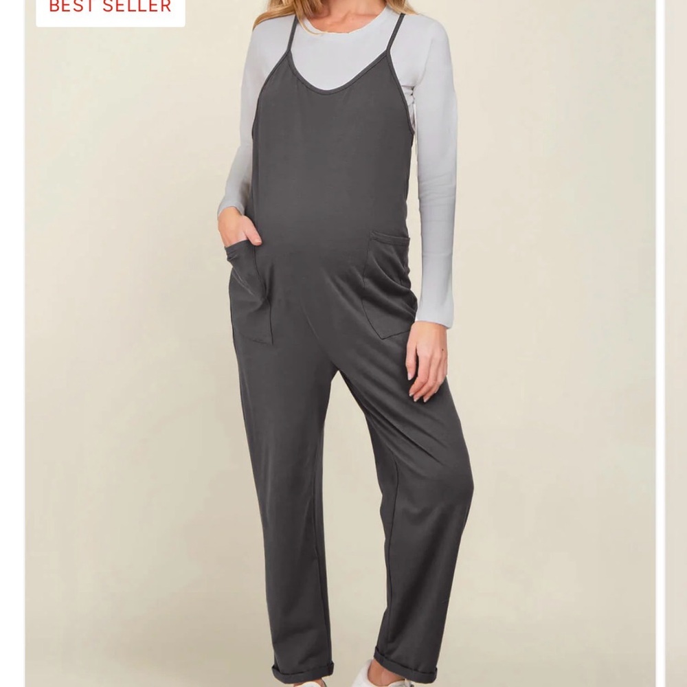 Gray Sleeveless Jumpsuit- maternity